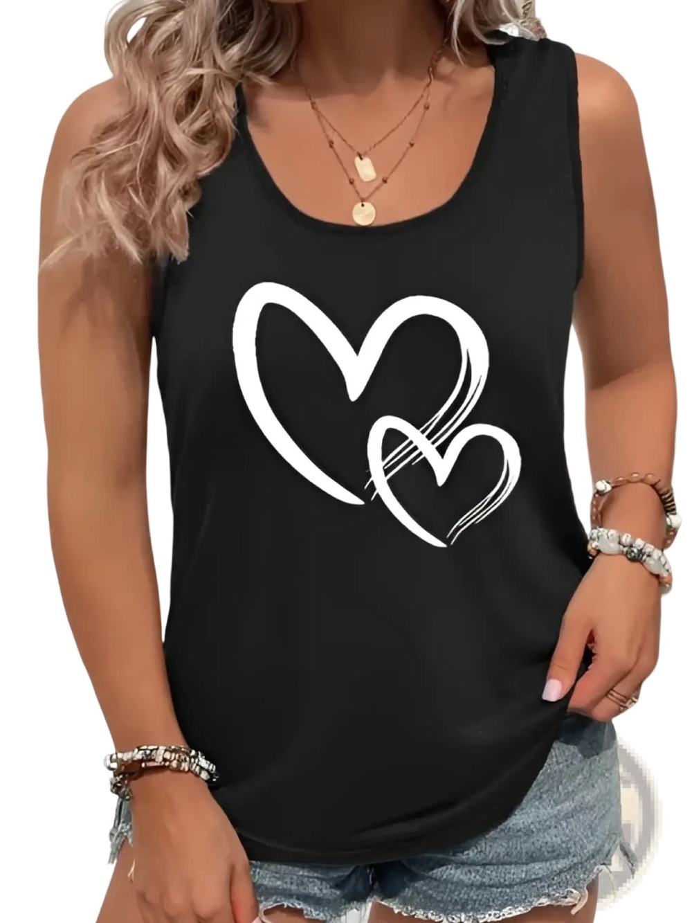 SHEIN Tank Top With Hearts: Size 1XL